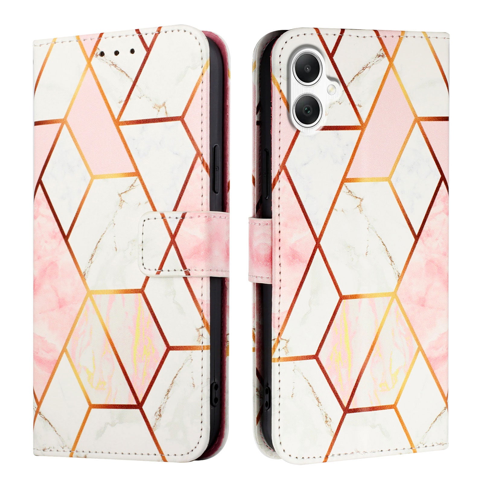 For Samsung Galaxy A06 Case YB Pattern Printing Leather Series-5 Marble Pattern Wallet Phone Cover - Pink / White LS002 For Samsung Galaxy A06 Case YB Pattern Printing Leather Series-5 Marble Pattern Wallet Phone Cover - Pink / White LS002